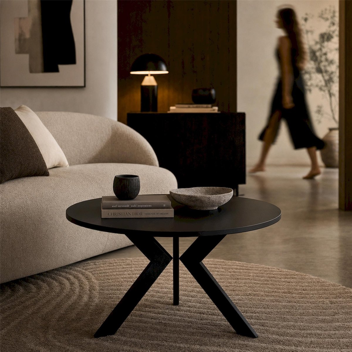 Table basse ronde métal collection LOUSSLY noir, RECOLLECTION