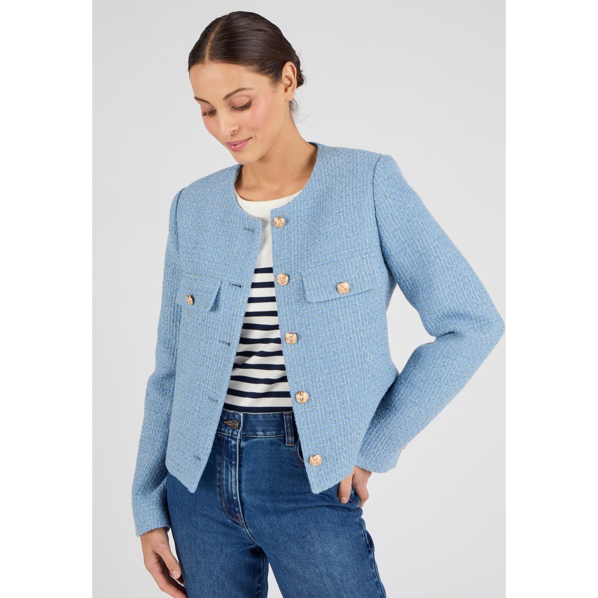 Veste effet tweed bleu, DAMART