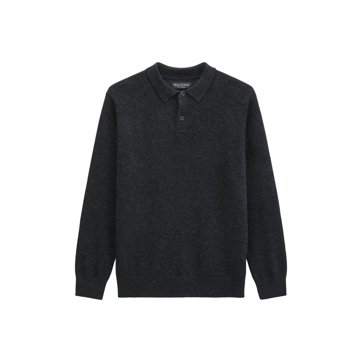 Polo en maille, coupe classique en mélange doux de coton biologique et de laine vierge gris, MARC O'POLO