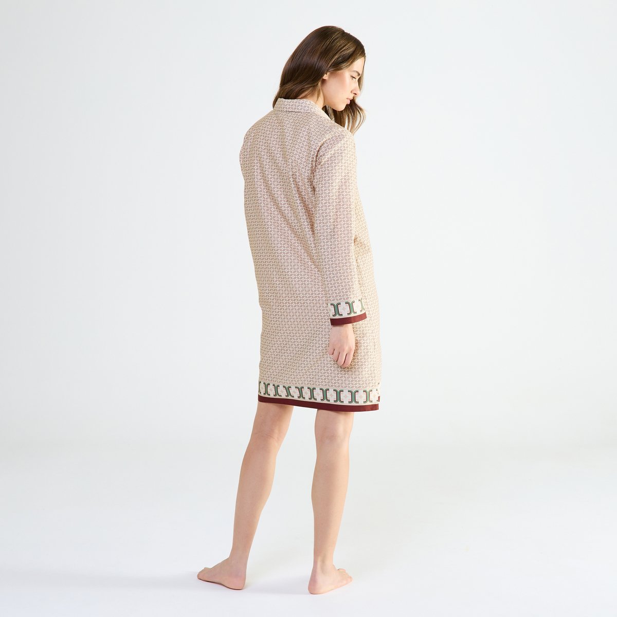 Chemise de nuit col classique en satin FASCINANTE beige, LAURENCE TAVERNIER