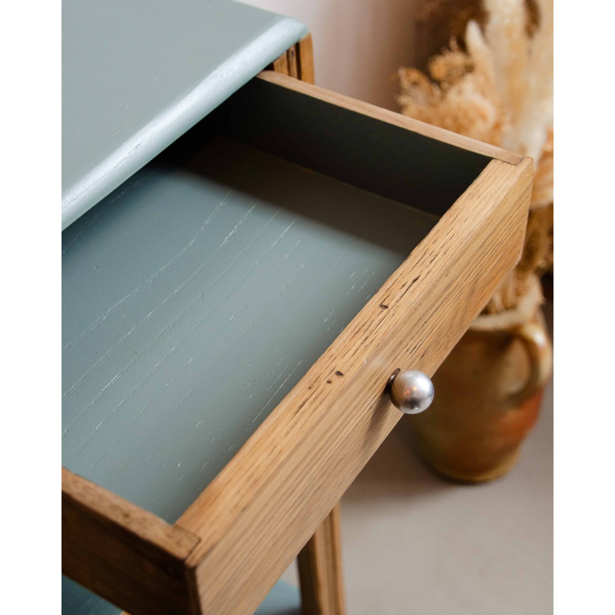 Table de chevet en bois Maïa N°1505 - Bon état vert d'eau, DEBONGOUT