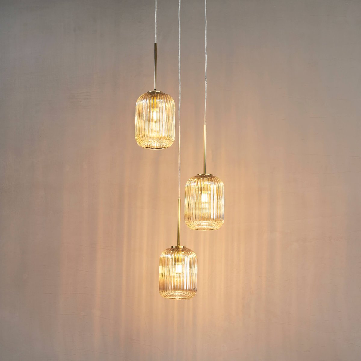Suspension en verre texturé - ROSALIA ambré et doré, KOSILUM