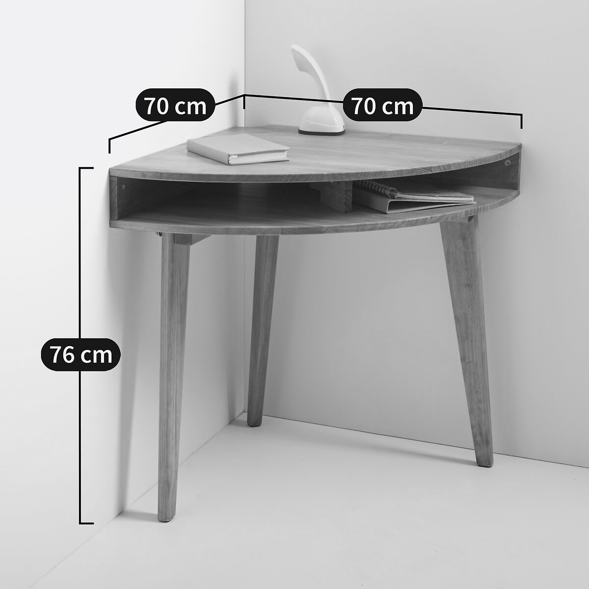 Bureau console d'angle, Grimsby blanc/bois, LA REDOUTE INTERIEURS