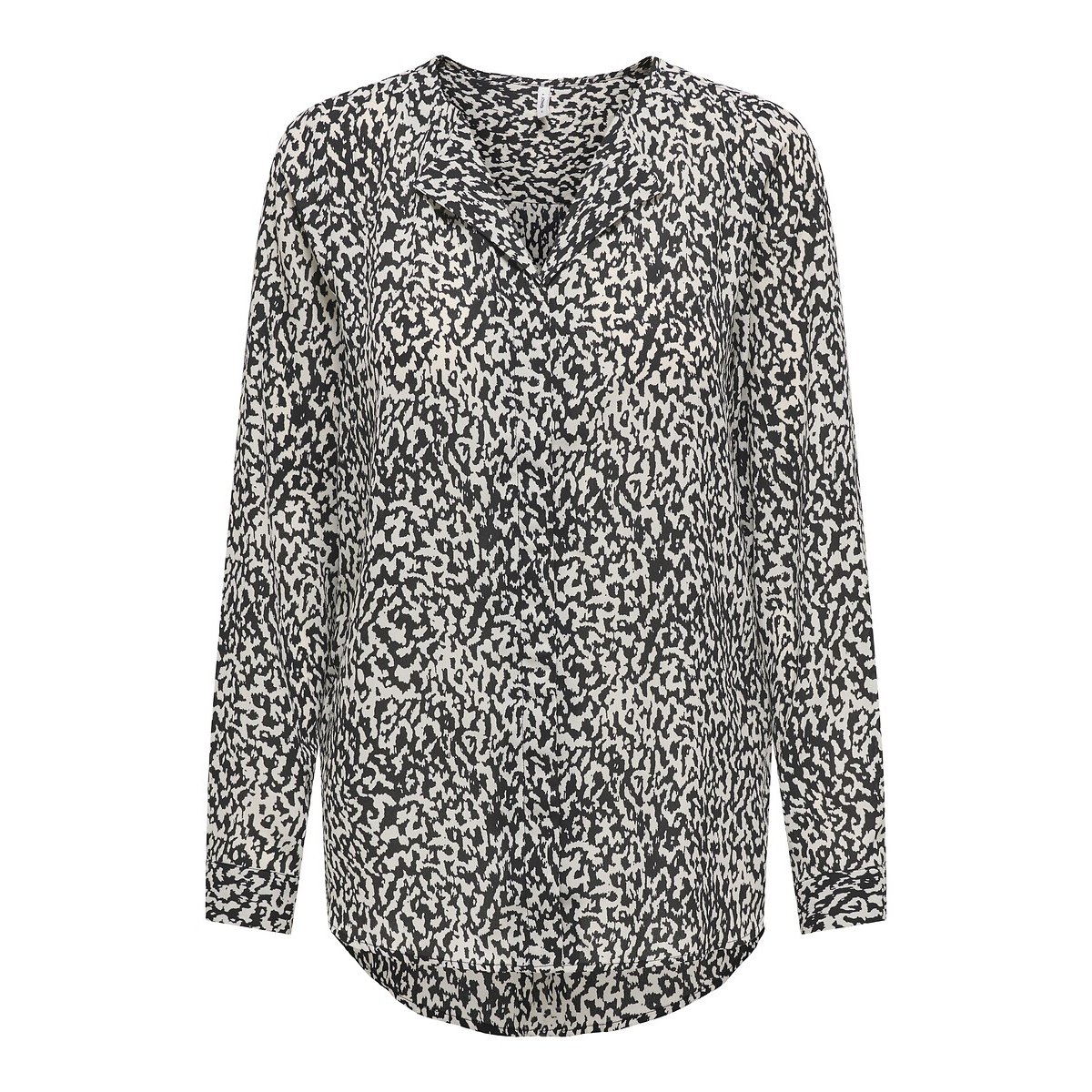 Printed Long Sleeve Blouse black print/white, ONLY
