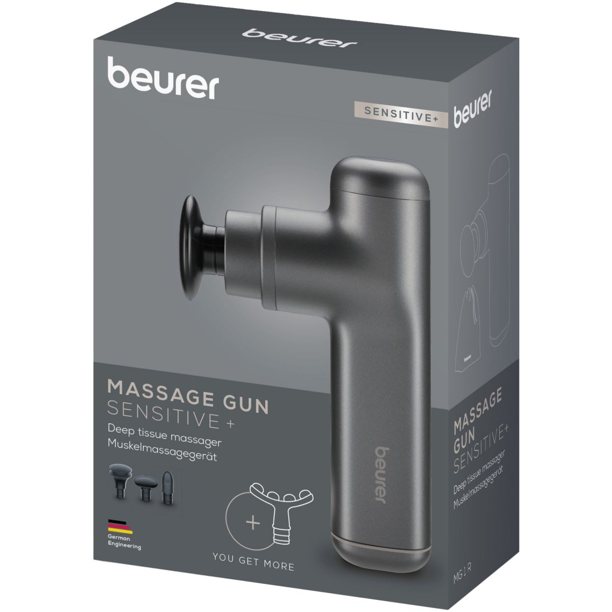 Pistolet de massage MG 1 R Sensitive+  4 embouts gris anthracite, BEURER