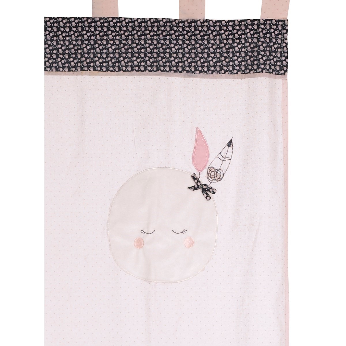 Rideau à pattes en coton rose, SAUTHON