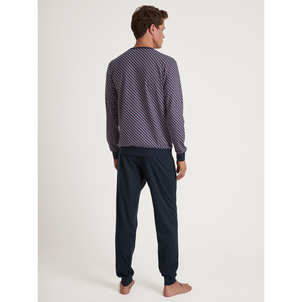 Pyjama boutonné sur toute la longueur manches longues Coton RELAX IMPRINT rouge mars, CALIDA