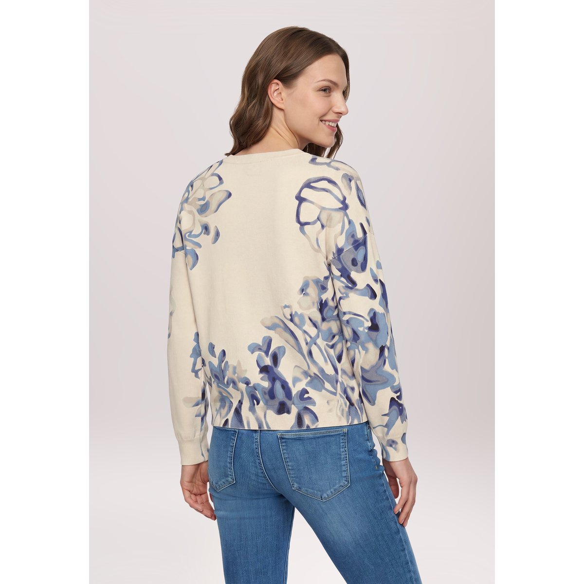 Pull-over en maille à imprimé beige/bleu, BETTY BARCLAY