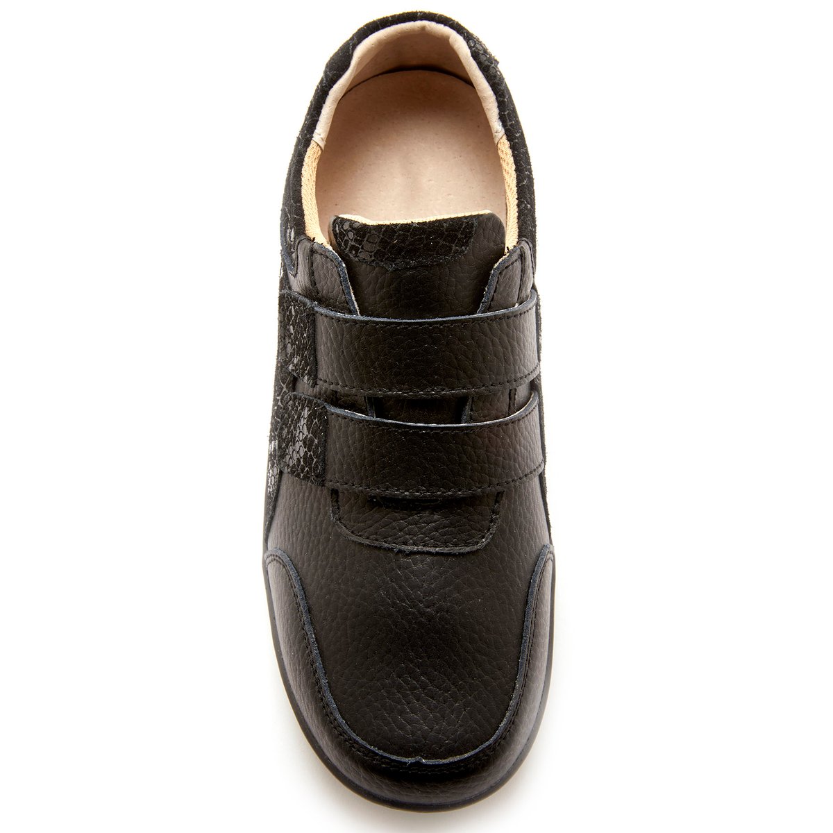 Derbies cuir fantaisie à scratchs noir, PEDICONFORT