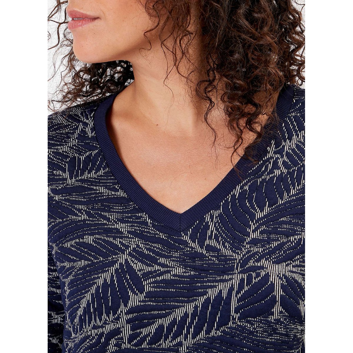 Robe maille évasée à motifs ASDIS bleu nuit kari, LA FIANCÉE