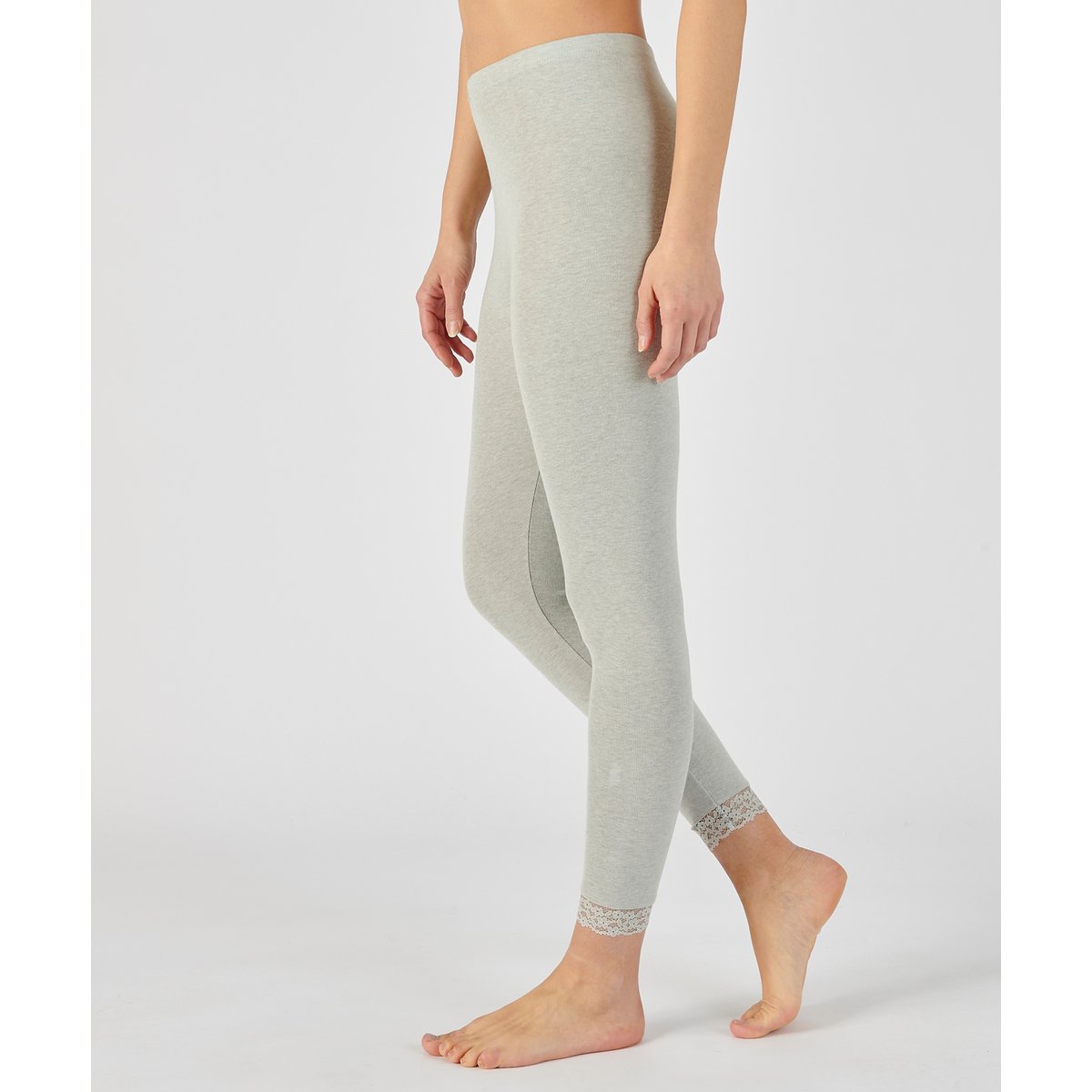 Legging long dentelle Thermolactyl Sensitive gris chiné, DAMART