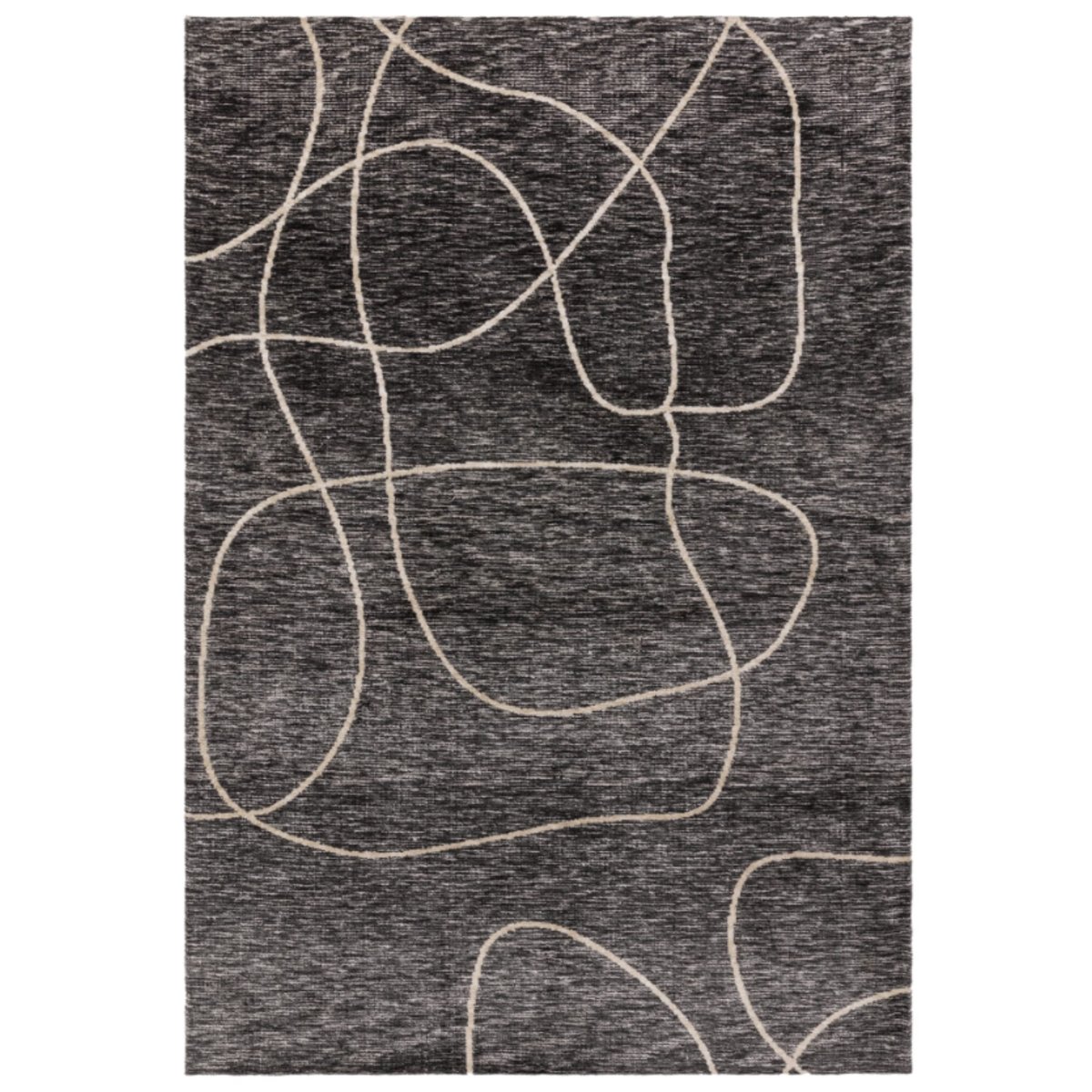 Tapis moderne salon et chambre RINEAL noir, NOVATREND
