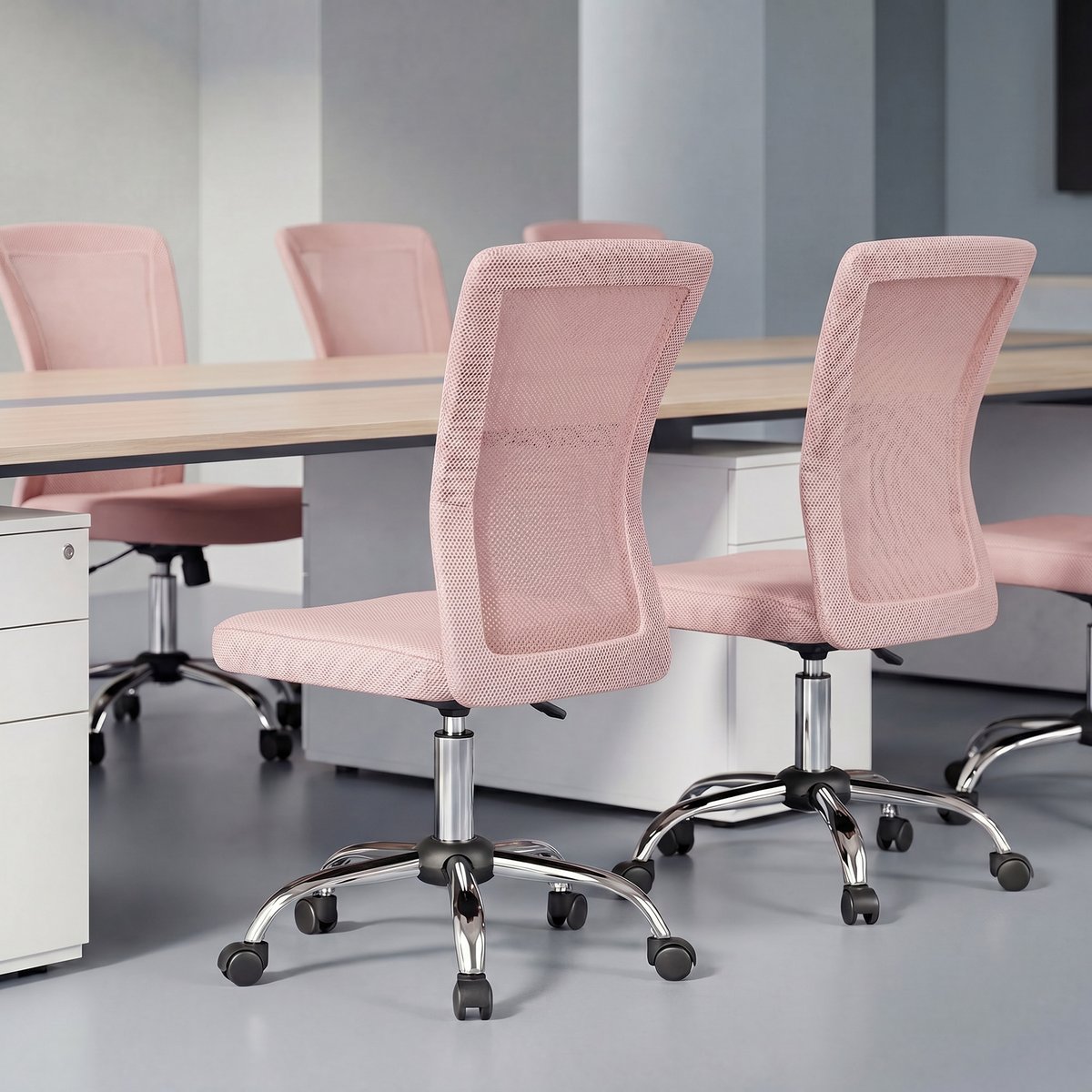 Chaise de bureau Polyester Rose rose, HOMCOM