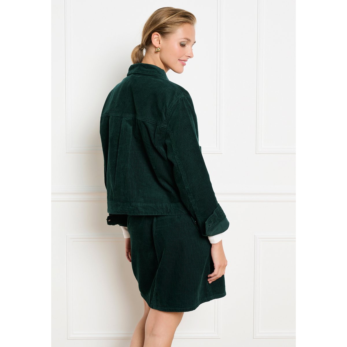 Veste courte en velours côtelé vert bouteille, LOLALIZA
