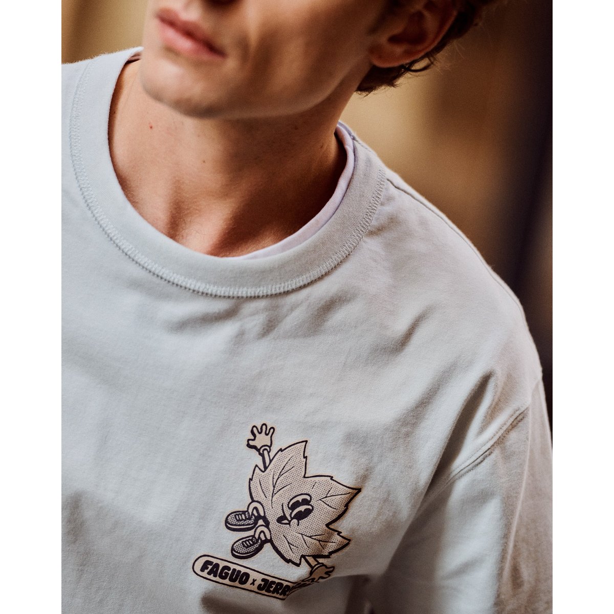 T-shirt en maille bleu clair, FAGUO