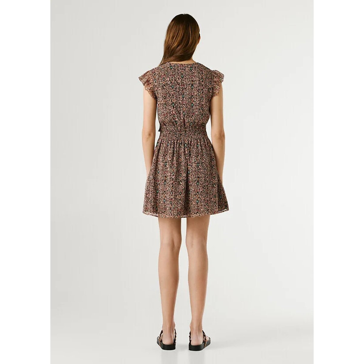 Vestido curto estampado, mangas com folhos estampado multicolor, PEPE JEANS