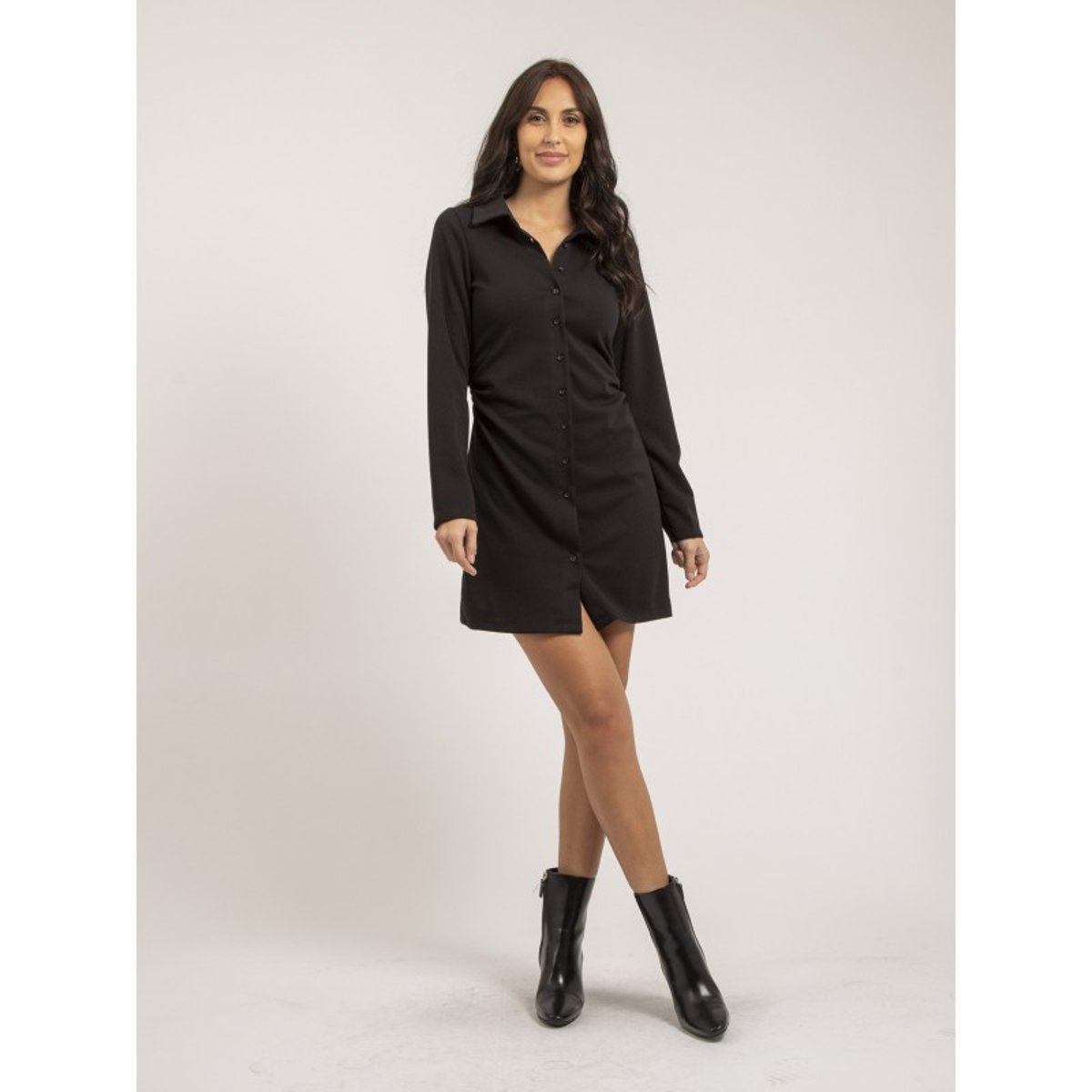 Robe Chemise Courte Iratia noir, DONA LISA