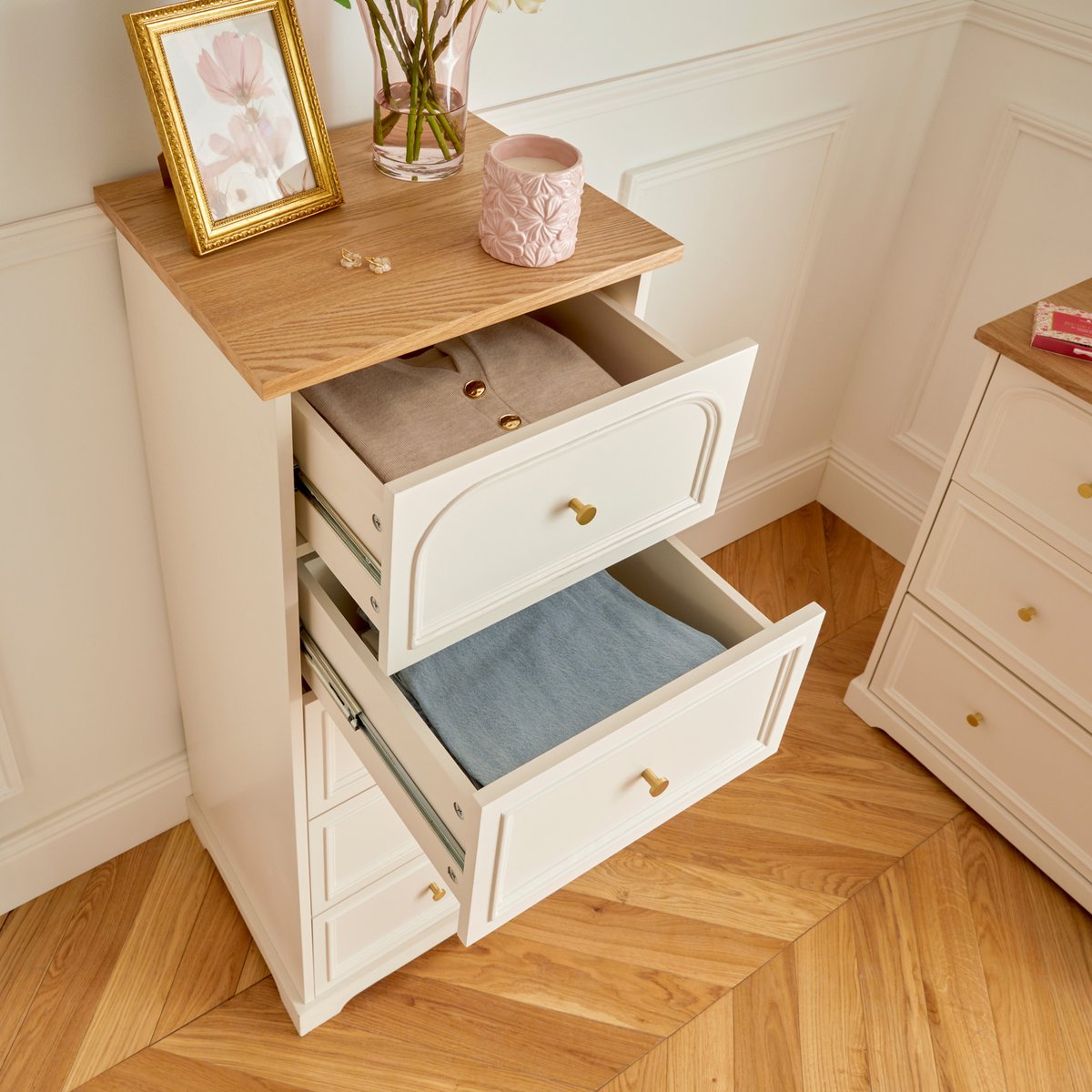 Commode chiffonnier 5 tiroirs MOHEA ivoire, ATMOSPHERA