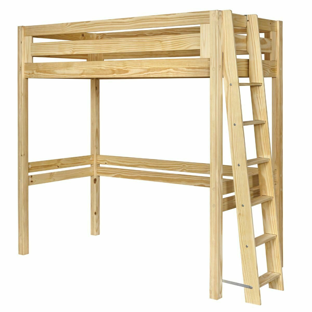 Pack lit mezzanine 2 places avec matelas Bois massif ORSAI bois naturel, AKITEN RETAIL