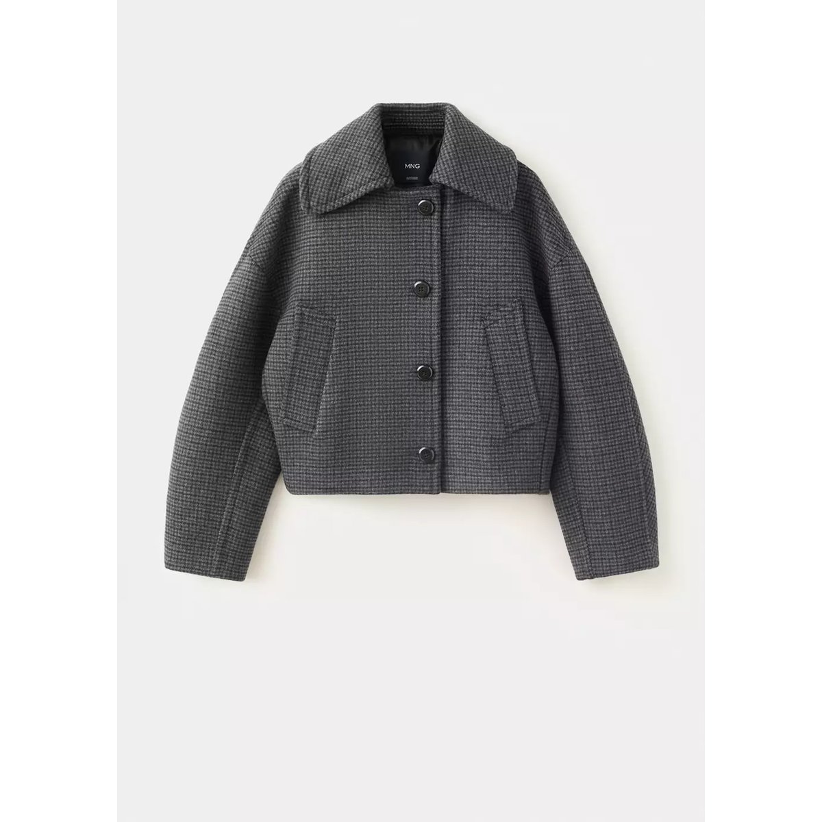 Veste laine pied-de-poule bleu marine, MANGO