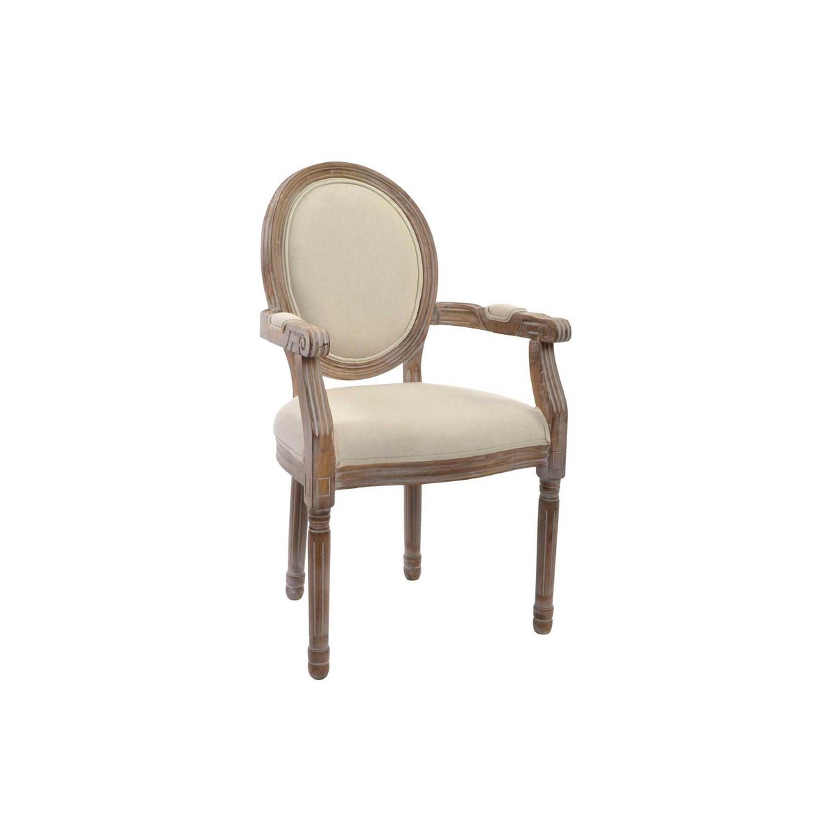 Fauteuil Médaillon Classique Bois et Tissu Beige beige, WADIGA