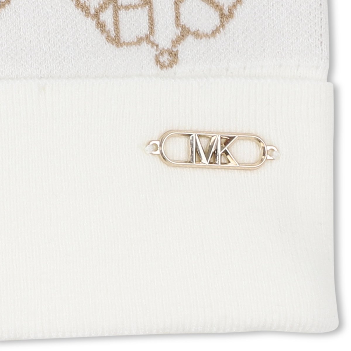Bonnet en tricot avec jacquard offwhite, MICHAEL KORS