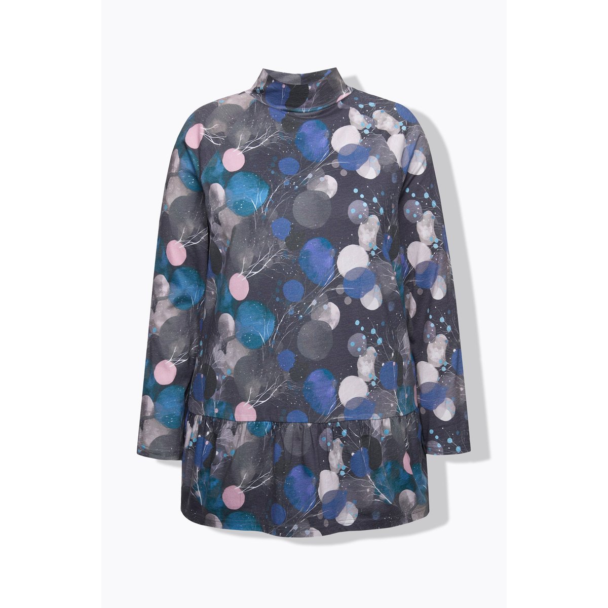 T-shirt long en coton bio marine, ULLA POPKEN