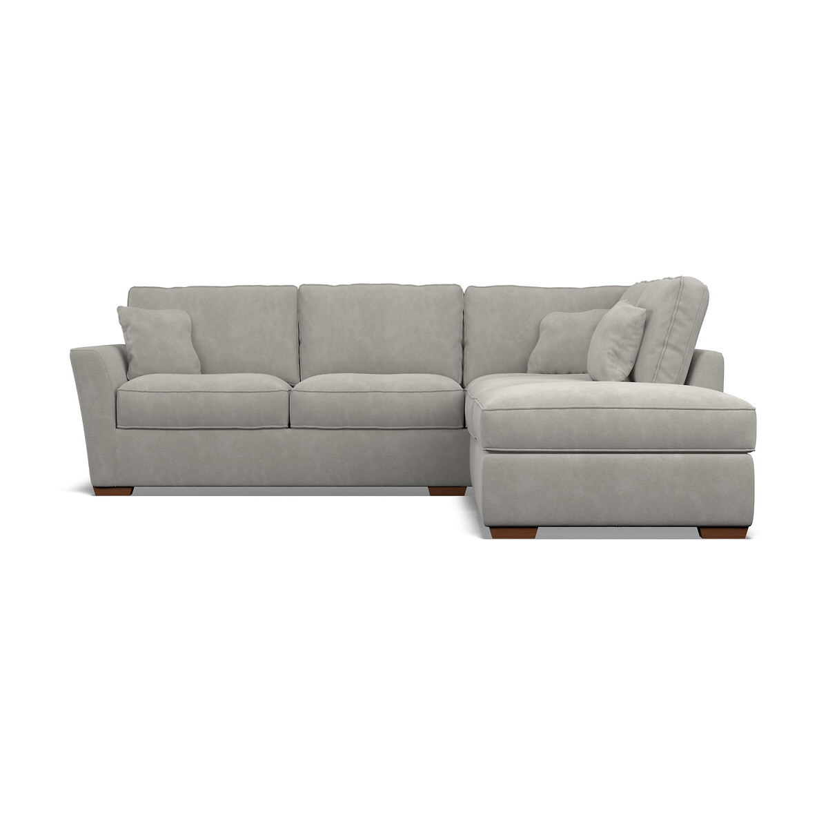 Florence Soft Brushed Corner Sofa & Modular Footstool Set with Dark Wood Legs (Right Facing) silver, ÉDITÉ