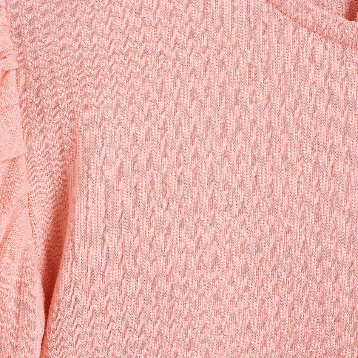 T-shirt met ronde hals met blouseeffect, vlindermouwen roze, LA REDOUTE COLLECTIONS