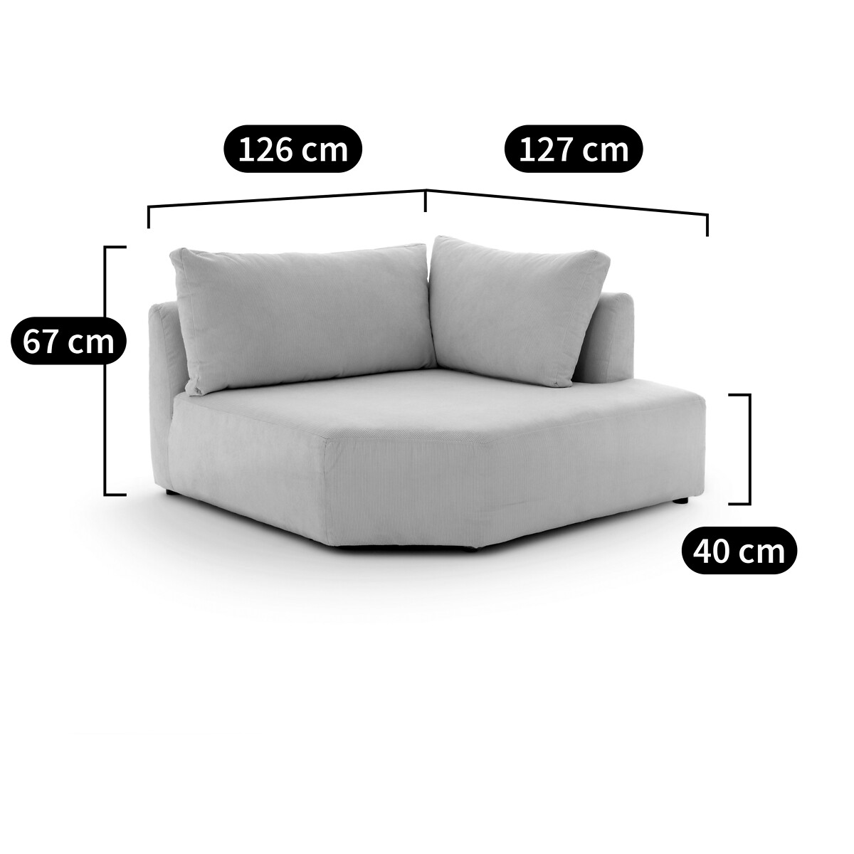 Moduleerbare hoekbank ribfluweel, Monica ecru, LA REDOUTE INTERIEURS