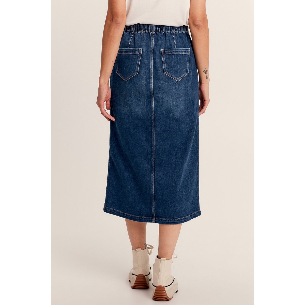Jupe longue droite en jean denim stone, BREAL