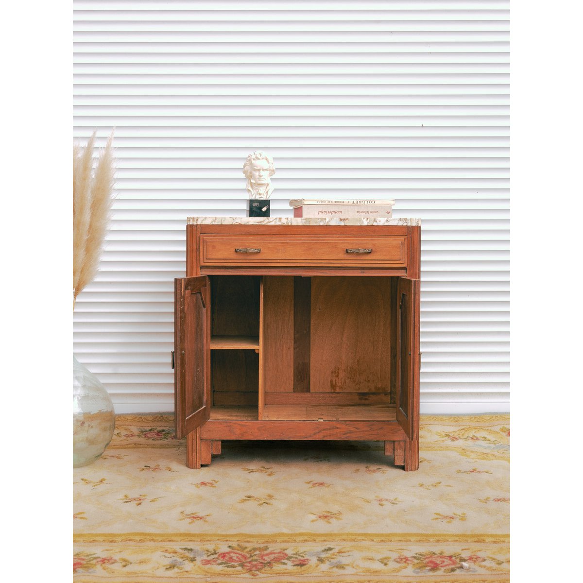 Buffet en noyer et marbre Gilbert N°1785 - Bon état marron, DEBONGOUT