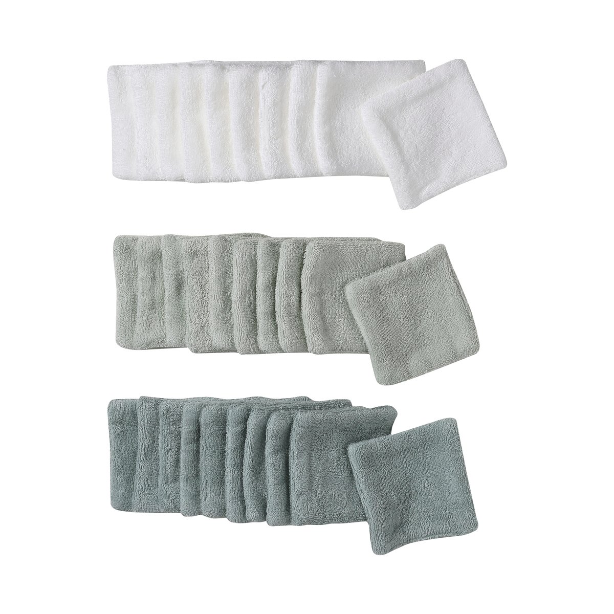 Lot de 30 lingettes lavables + pochon lot vert, VERTBAUDET