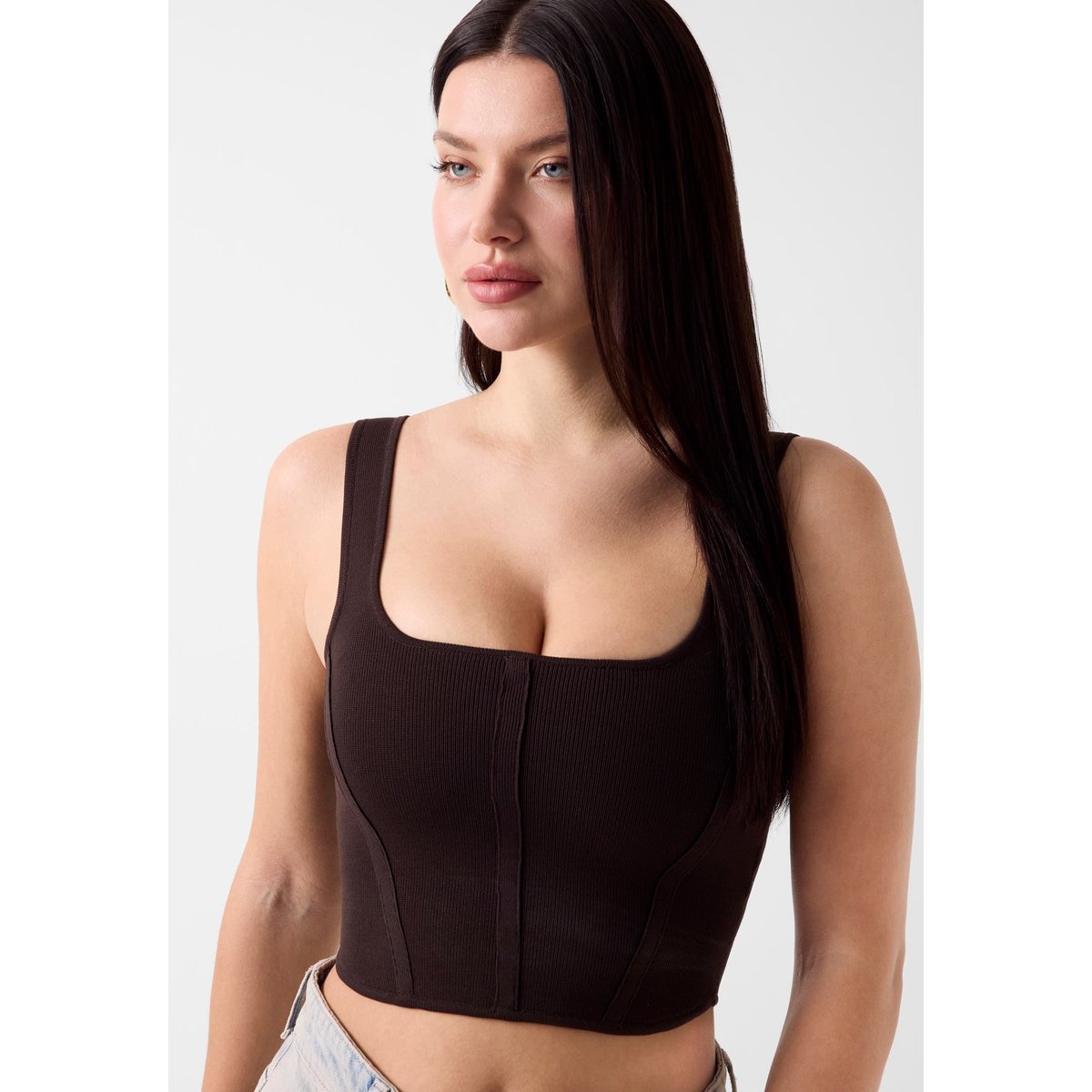 Corset Tricoté marron foncé, GUESS