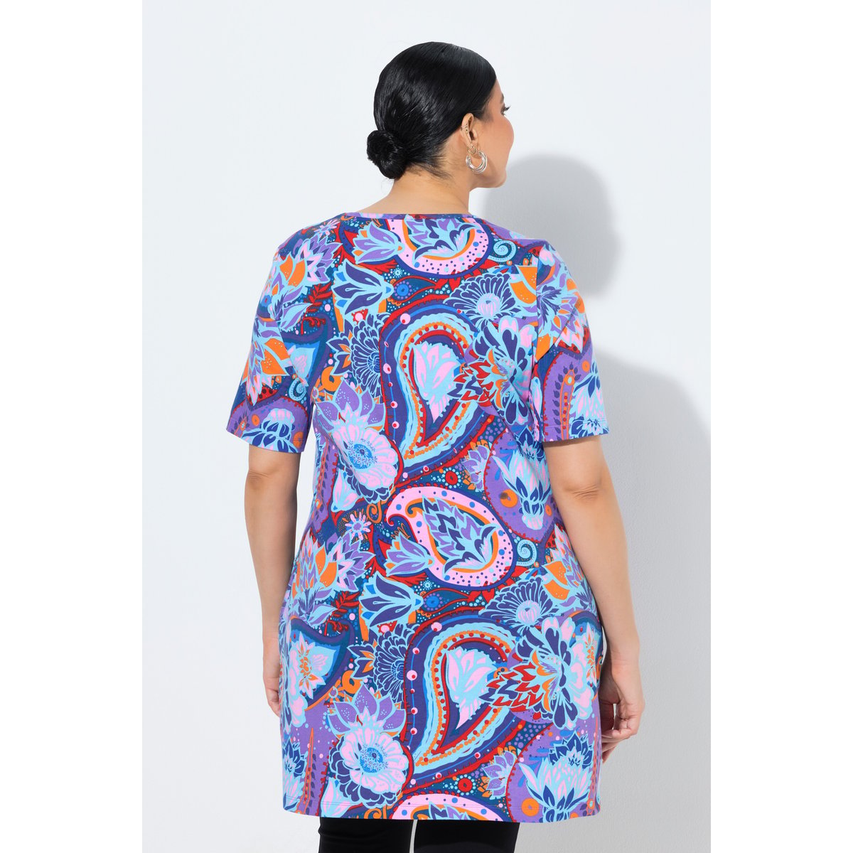 T-shirt long avec imprimé, poches violet, ULLA POPKEN