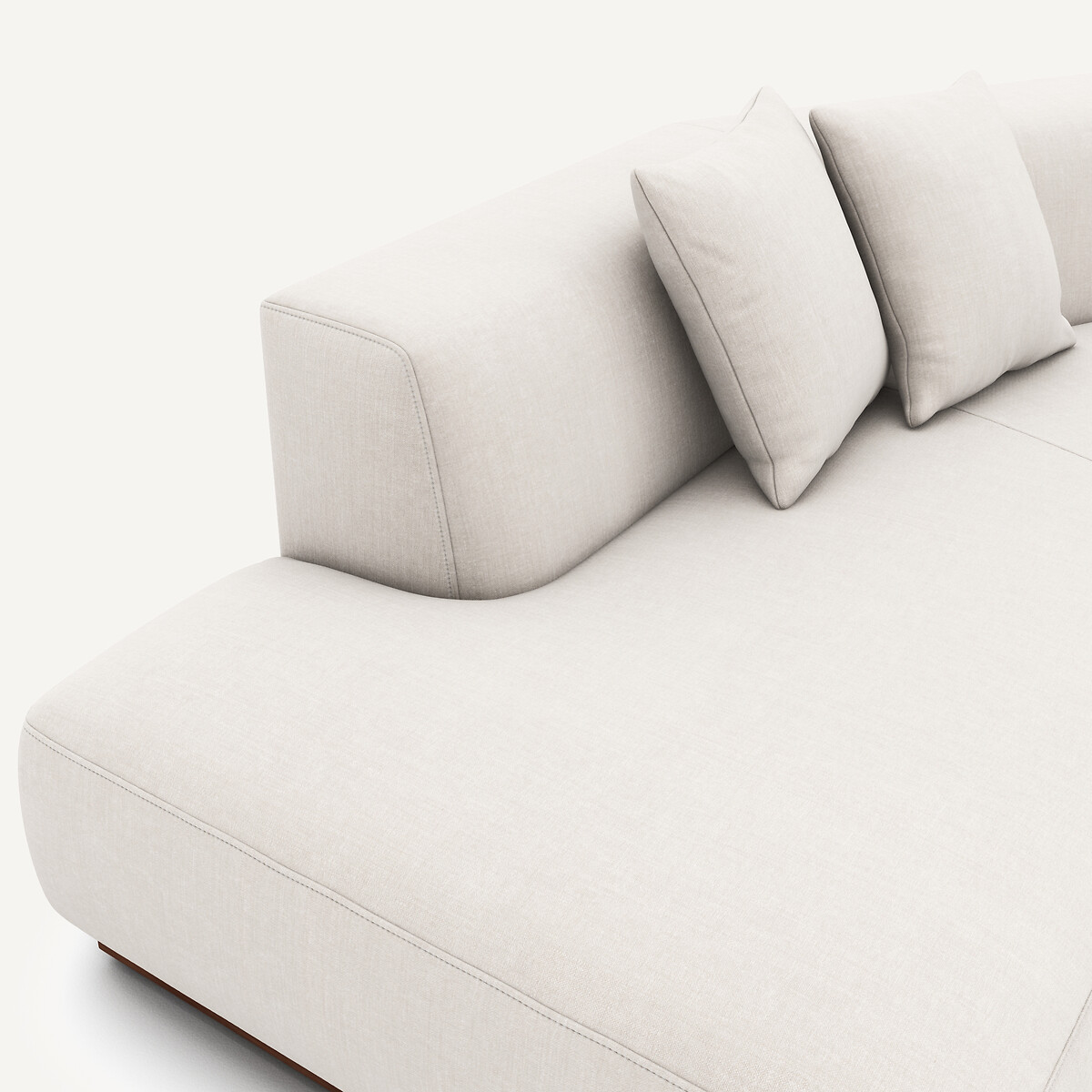 Offenes, gerades Ecksofa aus Baumwolle und Leinen, JACOPO beige, AM.PM