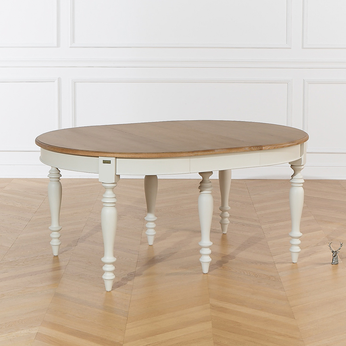 Table à manger modulable, plateau en chêne, 14 couverts JADE blanc, ROBIN DES BOIS