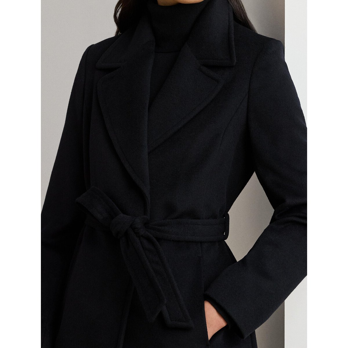 Casaco comprido de mistura de lã com cinto preto , LAUREN RALPH LAUREN