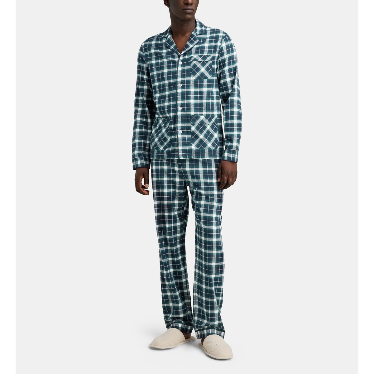 Ensemble pyjama domini en flanelle vert et multicolore, GALERIES LAFAYETTE