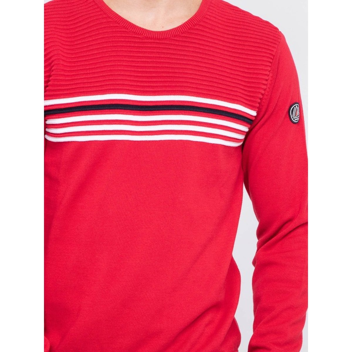 Pull Fin Col Rond Coton Action rouge, RITCHIE
