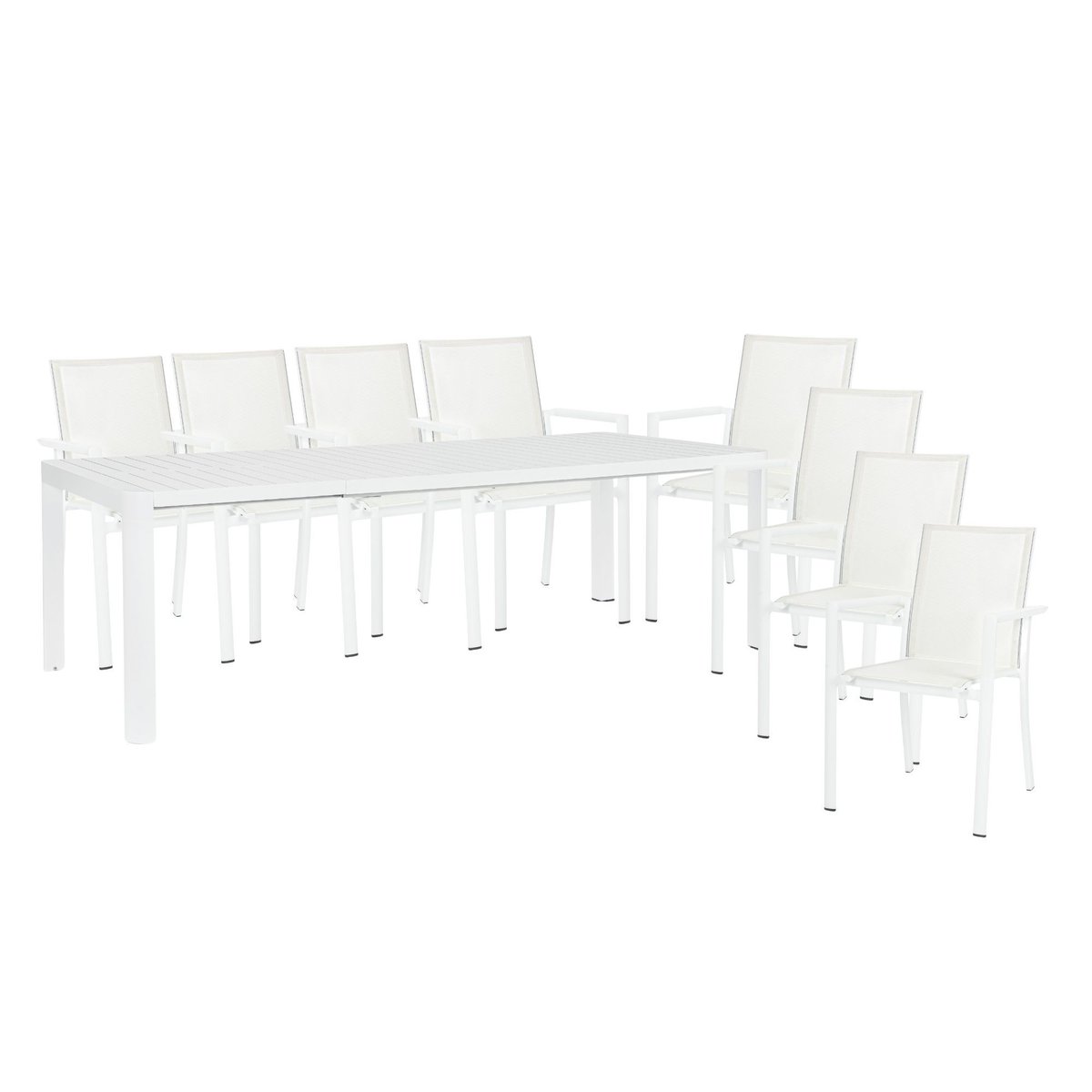 Table de jardin extensible 180/240 et 8 chaises empilables - AVIGNON blanc, HELLIN, DEPUIS 1862