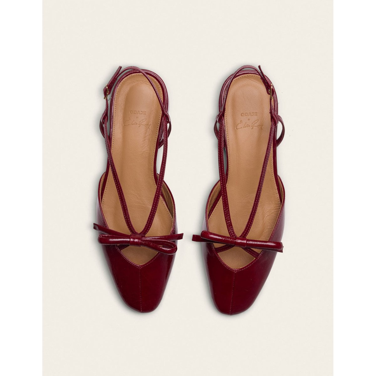 Ballerines VIKI cuir plissé bordeaux, ODAJE