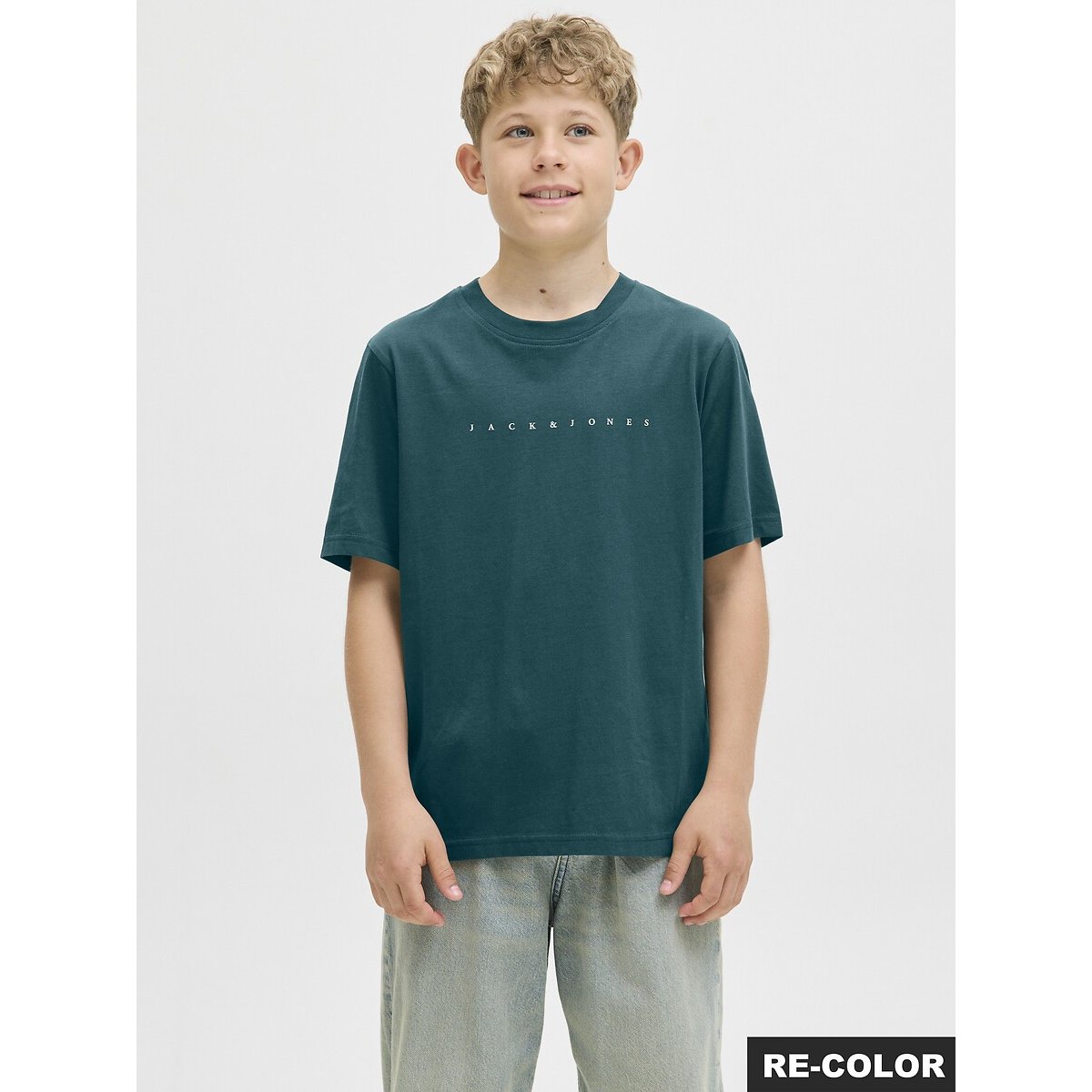 Logo Print Short Sleeve T-Shirt green, JACK & JONES JUNIOR