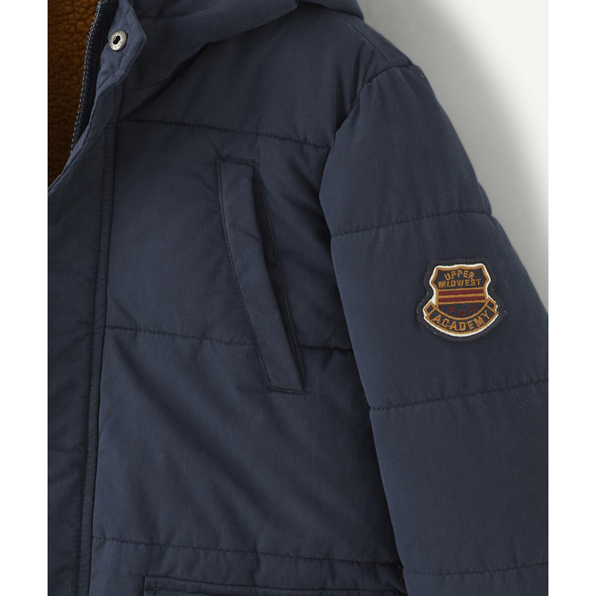 Warm Hooded Padded Jacket, Mid-Length navy blue, TAPE A L'OEIL
