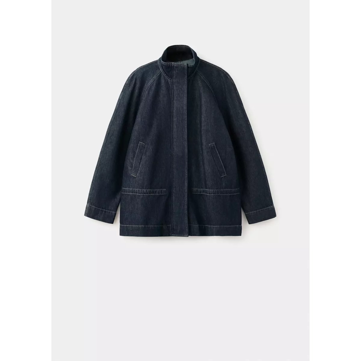 Parka en denim taille froncée bleu, MANGO