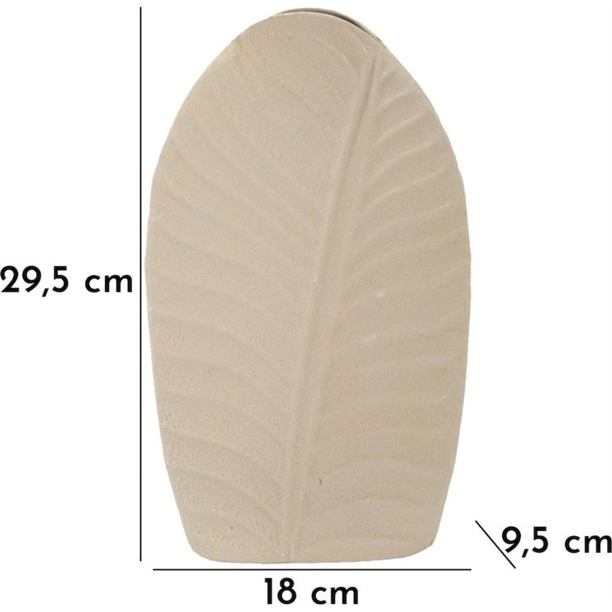 Vase haut en fer relief feuille MODERN crème, RECOLLECTION