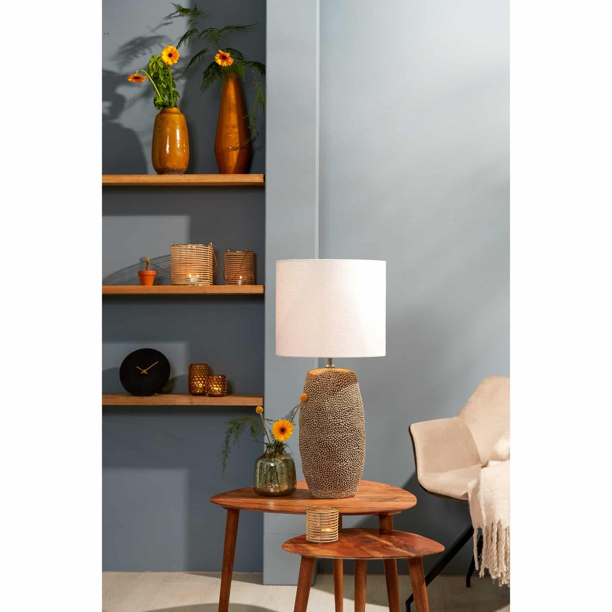 Base De La Lampe Céramique fine KYARA gris, LIGHT & LIVING