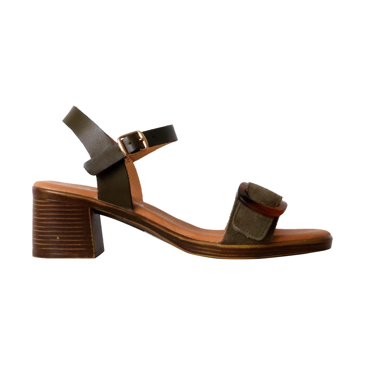 Sandales à Talon Cuir Aleno khaki, THE DIVINE FACTORY