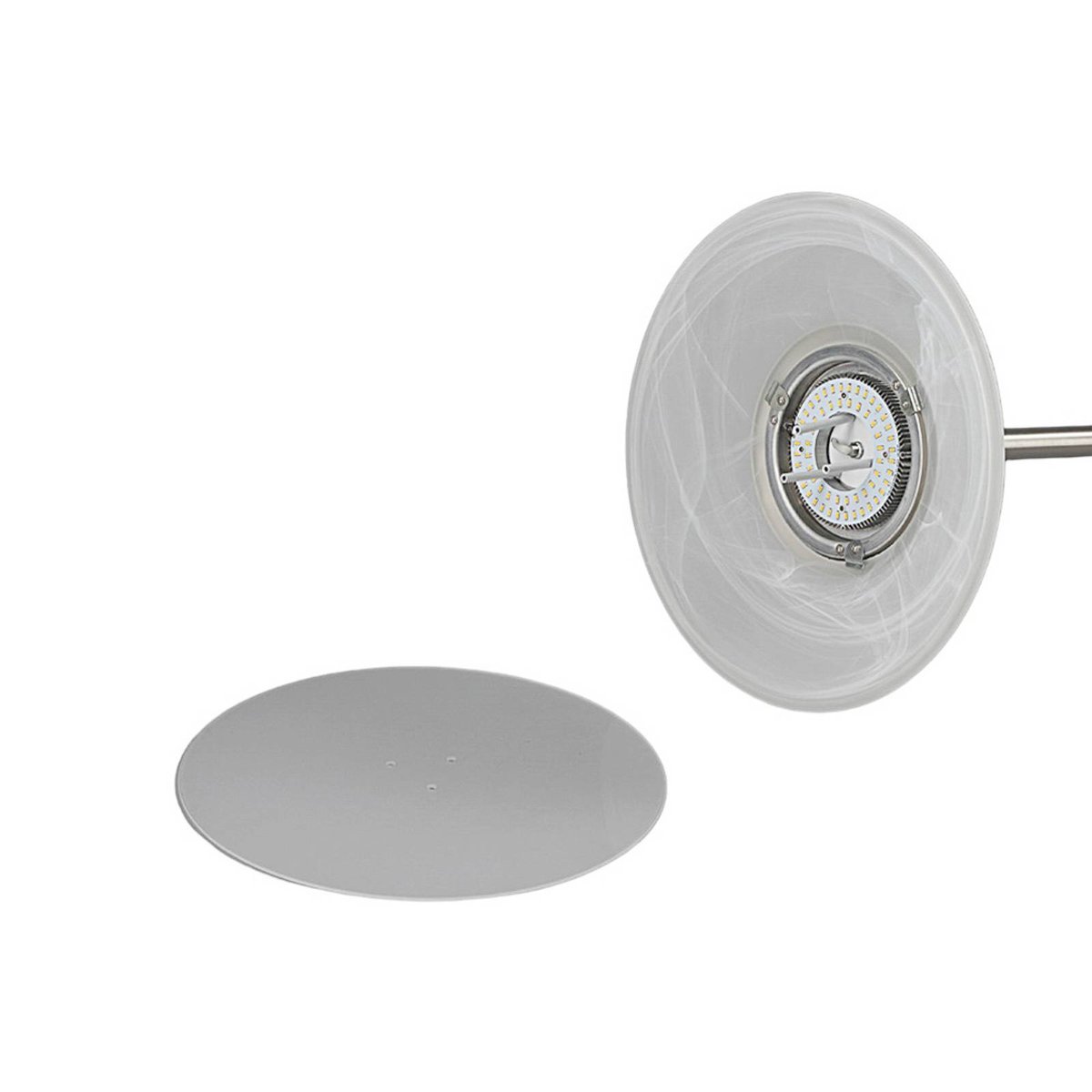 Lampadaire en métal moderneLED, Ragna blanc albâtre, nickel mat, LINDBY