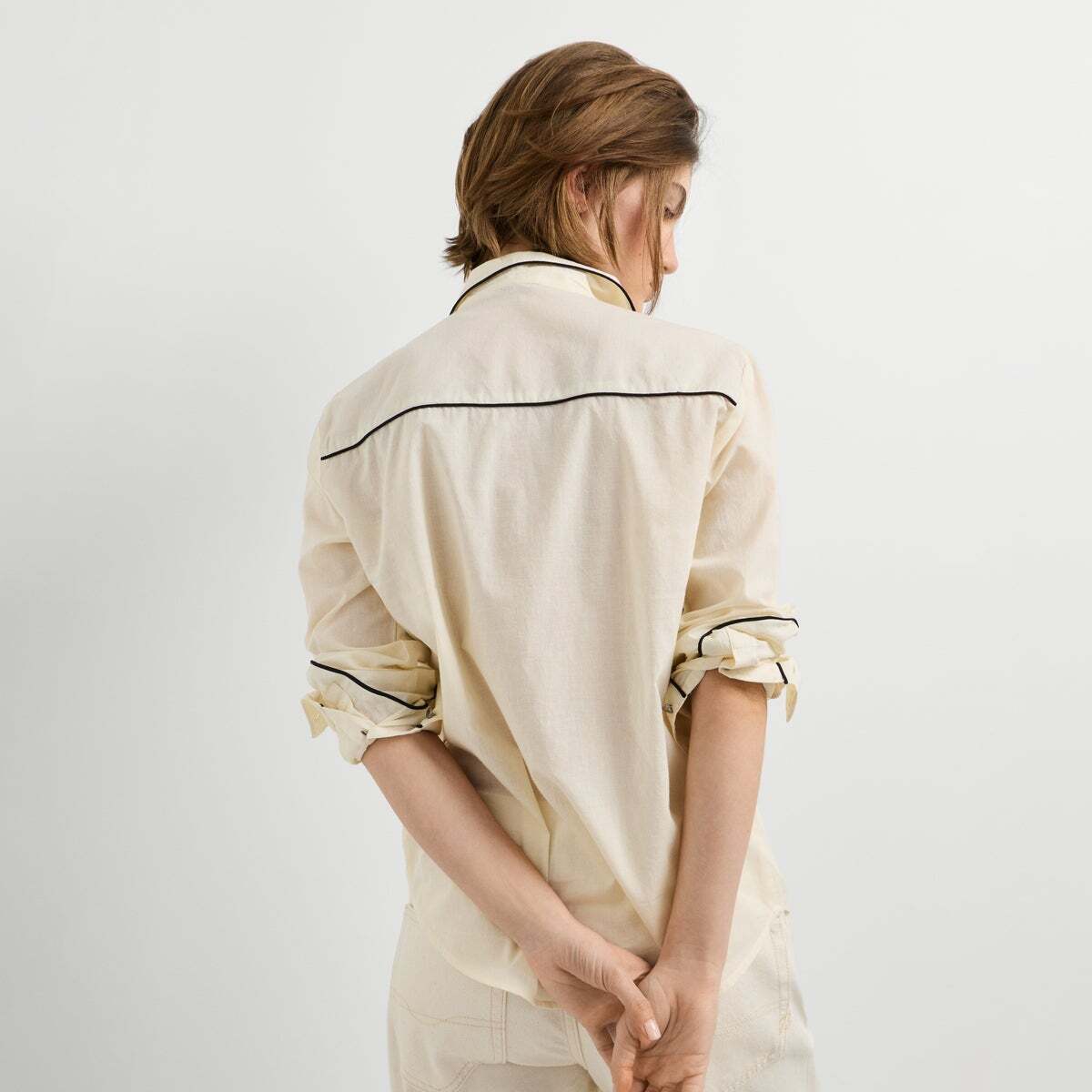 Chemise Brodée Avec Bordures blanche toile, PEPE JEANS